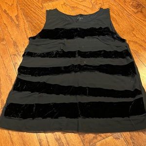 Ann Taylor LOFT black striped velvet tank